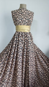 Latina Spandex -Negru Floricele Bej STO1248